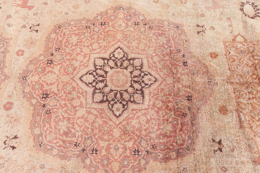 Antique Turkish Sivas Animal Botanic Brown Handmade Wool Carpet BB8423