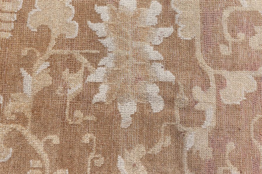 Authentic Mid-19th Century Chinese Beige and Dark Blue Handwoven Wool Rug BB8426