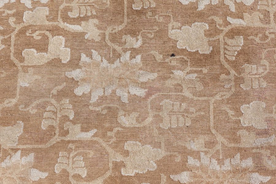 Authentic Mid-19th Century Chinese Beige and Dark Blue Handwoven Wool Rug BB8426