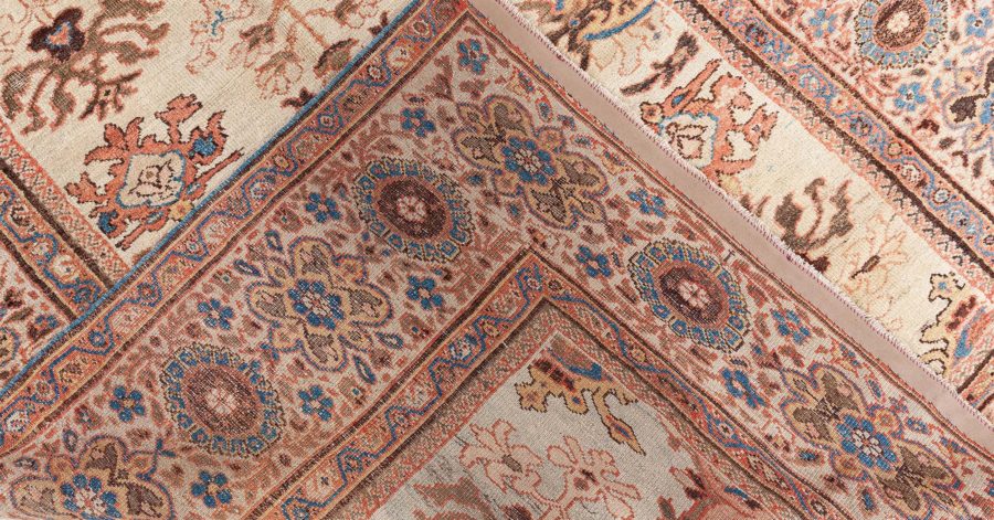 Antique Persian Sultanabad Beige Bold Handmade Wool Rug BB8427