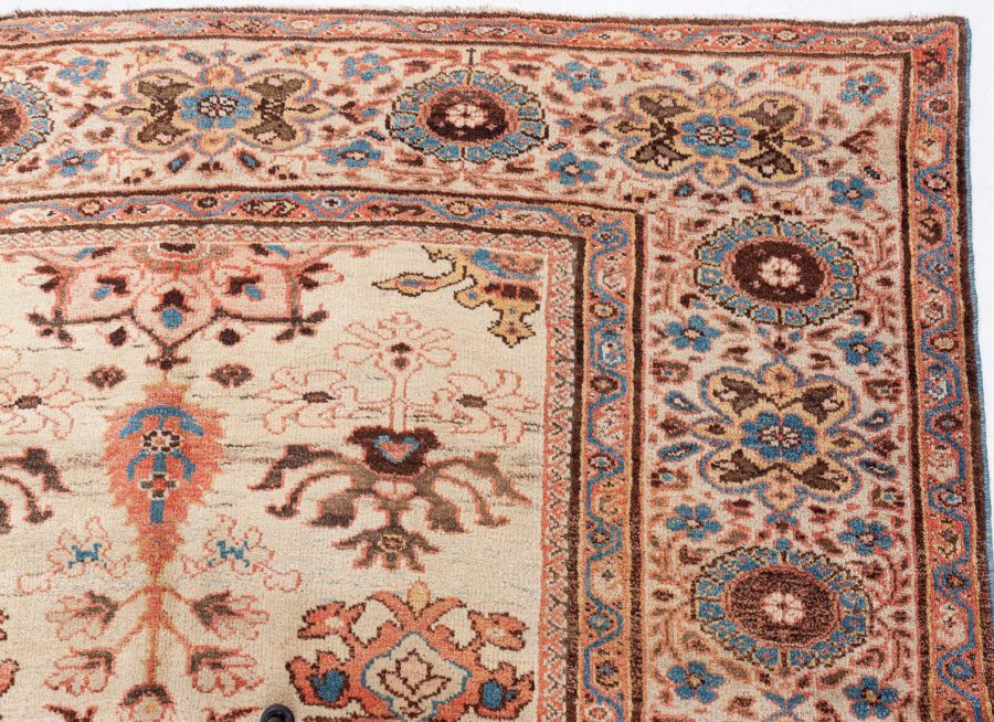 Antique Persian Sultanabad Beige Bold Handmade Wool Rug BB8427
