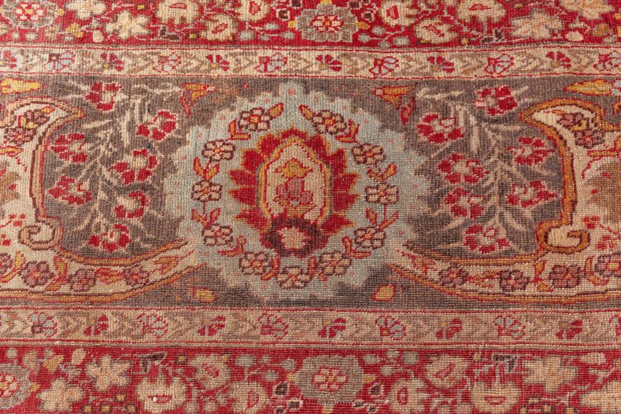 Antique Persian Tabriz Copper, Blue, Green and Salmon Hand Knotted Wool Rug BB8430