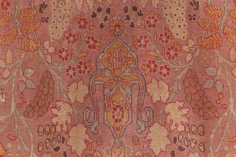 Antique Persian Tabriz Copper, Blue, Green and Salmon Hand Knotted Wool Rug BB8430