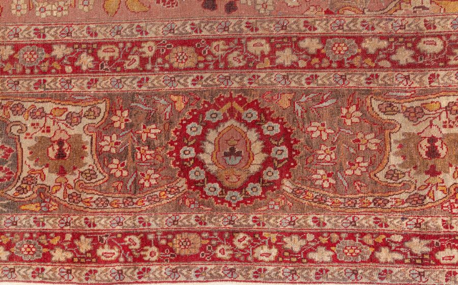 Antique Persian Tabriz Copper, Blue, Green and Salmon Hand Knotted Wool Rug BB8430