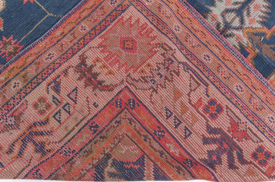 Antique Turkish Oushak Blue Handmade Wool Rug BB8432