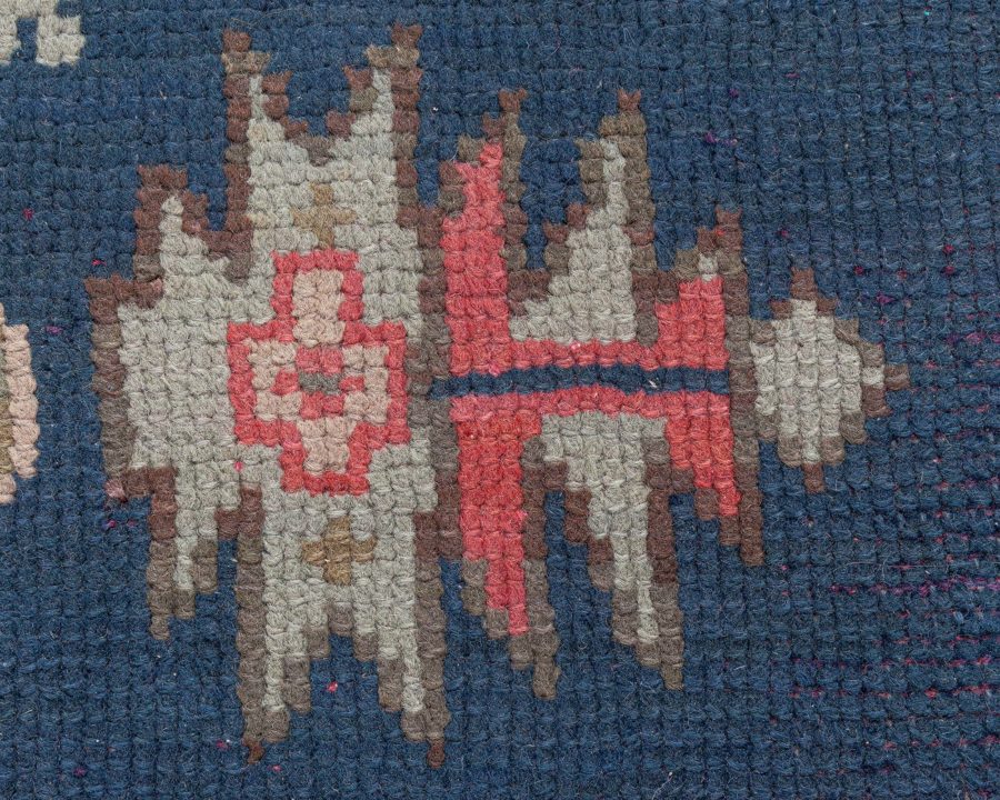 Antique Turkish Oushak Blue Handmade Wool Rug BB8432