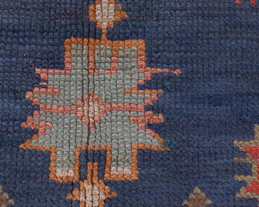 Antique Turkish Oushak Blue Handmade Wool Rug BB8432