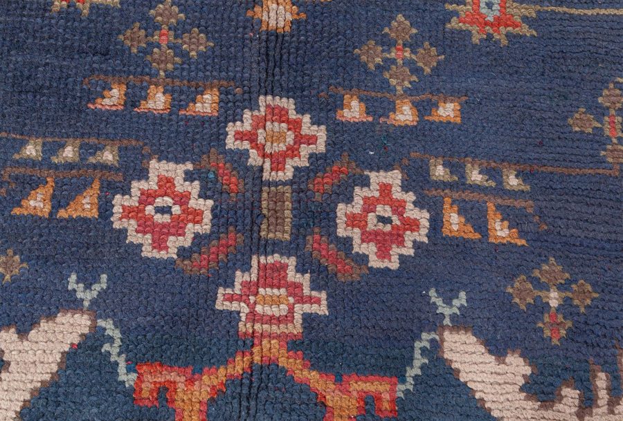 Antique Turkish Oushak Blue Handmade Wool Rug BB8432