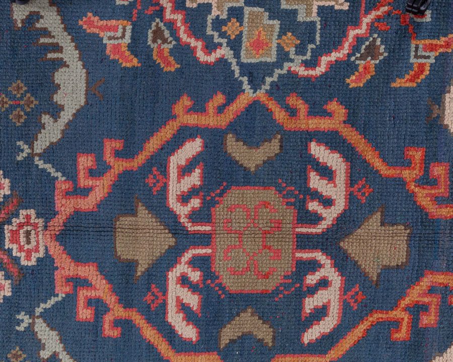 Antique Turkish Oushak Blue Handmade Wool Rug BB8432
