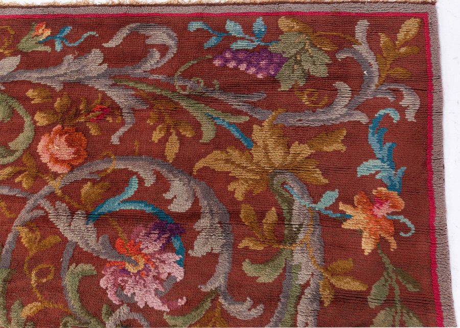Vintage Spanish Botanic Handmade Wool Rug (size adjusted) BB8436