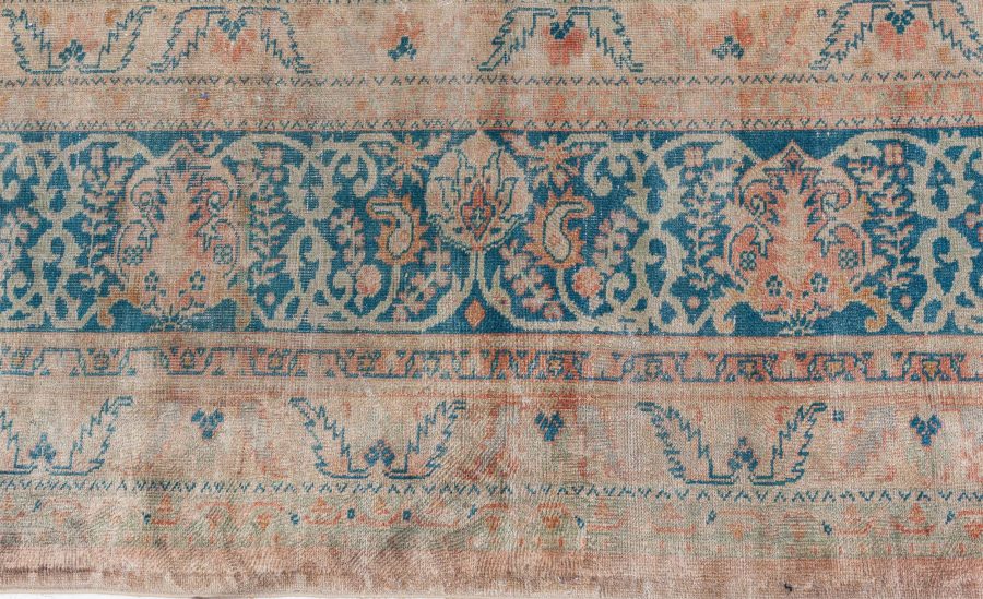 Vintage Turkish Borlou Blue and Beige Hand Knotted Wool Rug BB8437