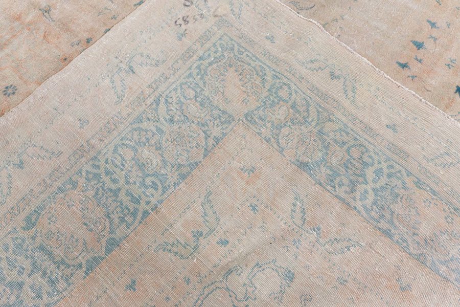 Vintage Turkish Borlou Blue and Beige Hand Knotted Wool Rug BB8437