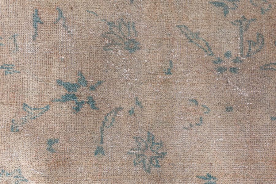 Vintage Turkish Borlou Blue and Beige Hand Knotted Wool Rug BB8437
