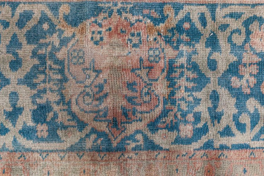 Vintage Turkish Borlou Blue and Beige Hand Knotted Wool Rug BB8437