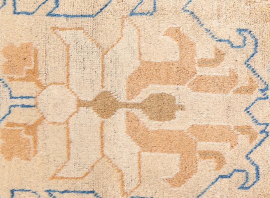 Authentic Persian Tabriz Handmade Wool Carpet in Blue and Beige Shades BB8439