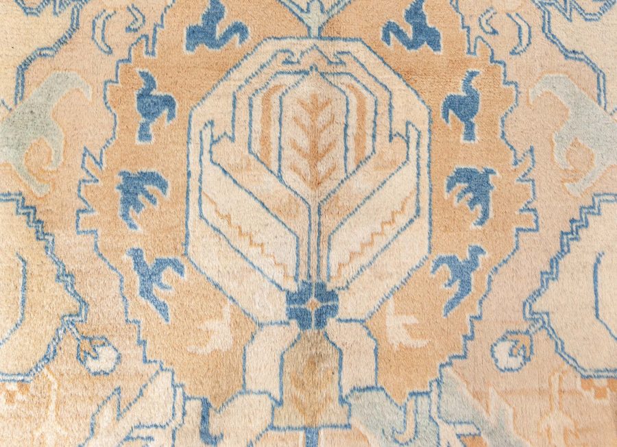 Authentic Persian Tabriz Handmade Wool Carpet in Blue and Beige Shades BB8439