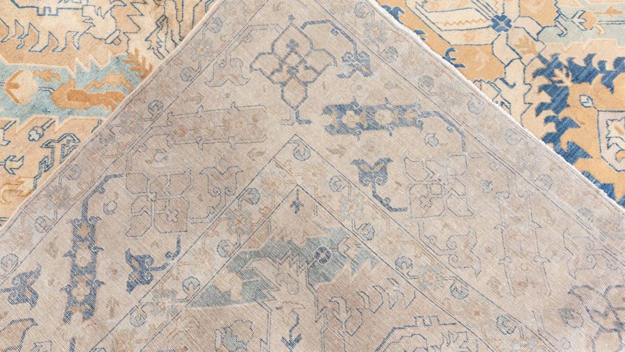 Authentic Persian Tabriz Handmade Wool Carpet in Blue and Beige Shades BB8439