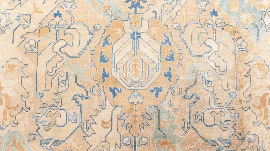 Authentic Persian Tabriz Handmade Wool Carpet in Blue and Beige Shades BB8439