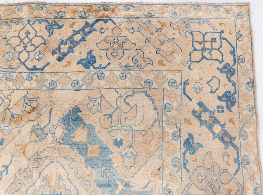 Authentic Persian Tabriz Handmade Wool Carpet in Blue and Beige Shades BB8439