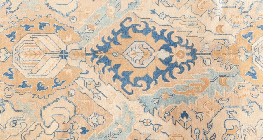Authentic Persian Tabriz Handmade Wool Carpet in Blue and Beige Shades BB8439