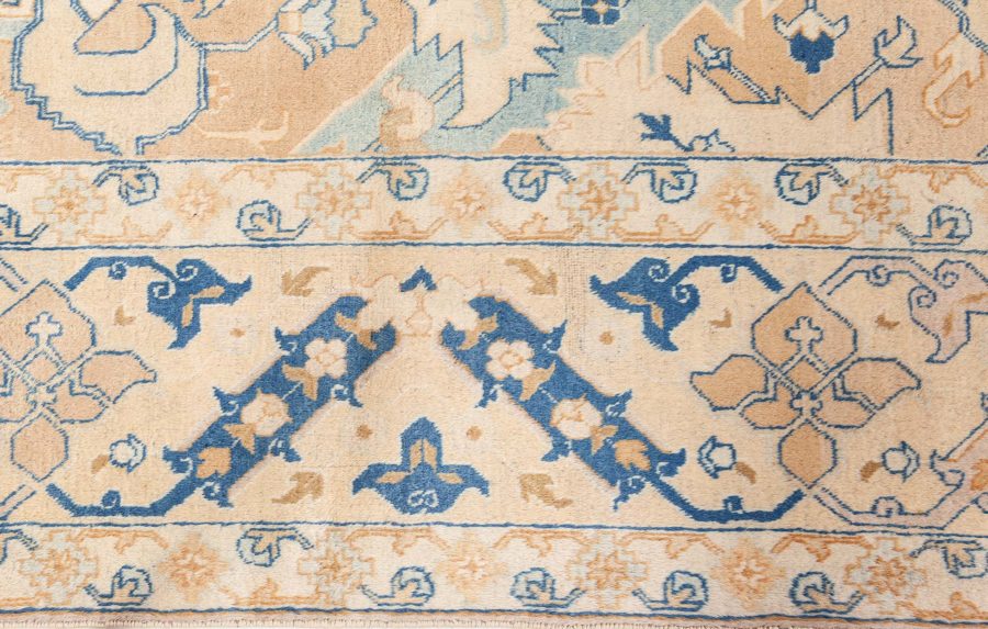 Authentic Persian Tabriz Handmade Wool Carpet in Blue and Beige Shades BB8439