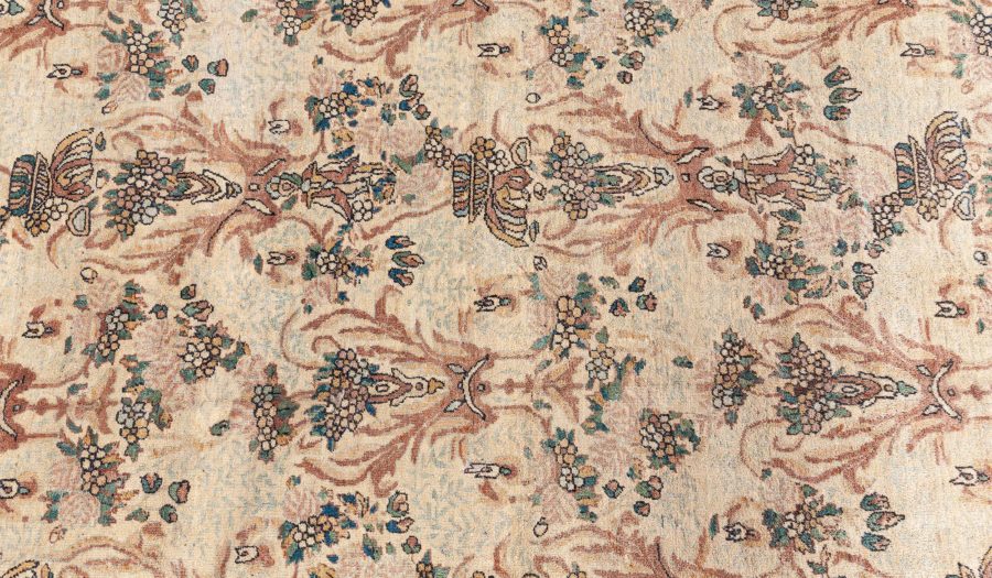Antique Persian Kirman Beige, Brown, Green Hand Knotted Wool Carpet BB8442