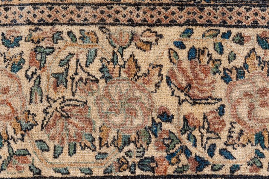 Antique Persian Kirman Beige, Brown, Green Hand Knotted Wool Carpet BB8442