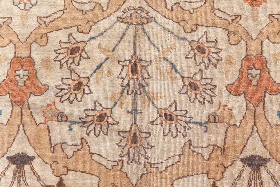 Antique Persian Tabriz Beige Handmade Wool Rug BB8446
