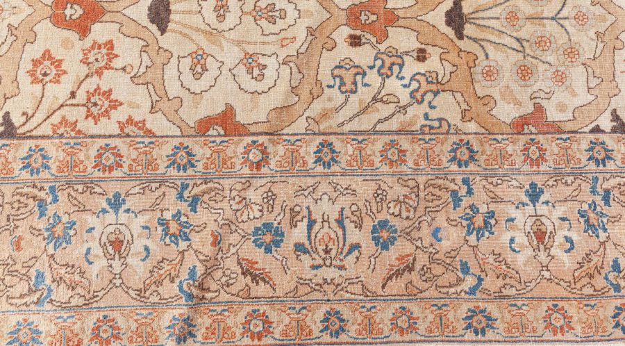 Antique Persian Tabriz Beige Handmade Wool Rug BB8446