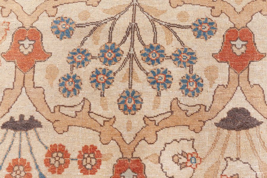 Antique Persian Tabriz Beige Handmade Wool Rug BB8446