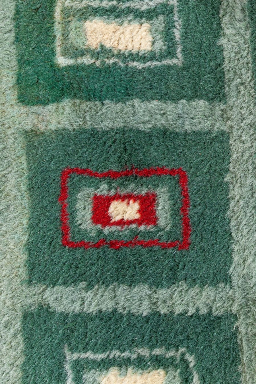 Early 20th Century French Art Deco Green Handmade Wool Rug BB8448
