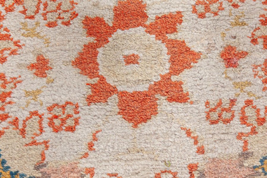Antique Turkish Oushak Beige Botanic Rug BB8455