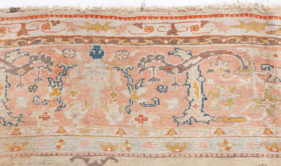 Antique Turkish Oushak Beige Botanic Rug BB8455