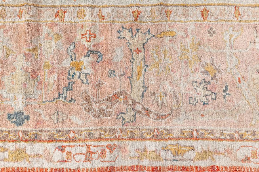 Antique Turkish Oushak Beige Botanic Rug BB8455