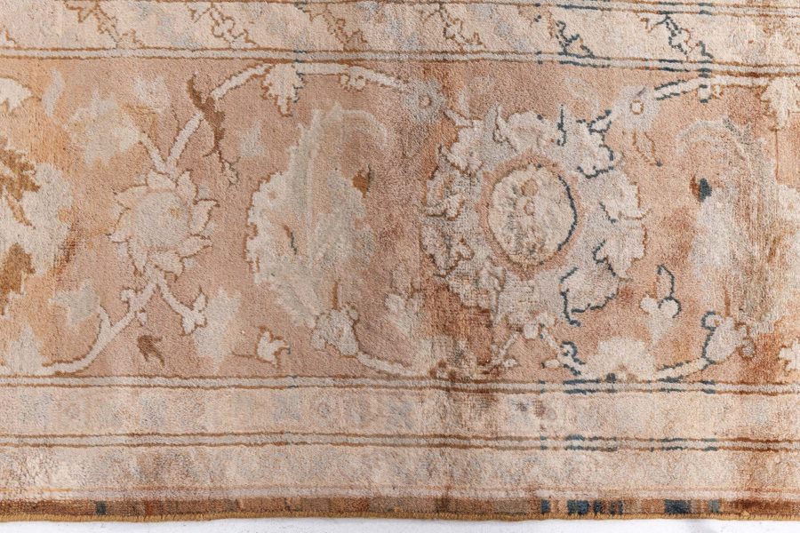 Early 20th Century Botanic Brown, Beige Indian Amritsar Wool Carpet BB8456