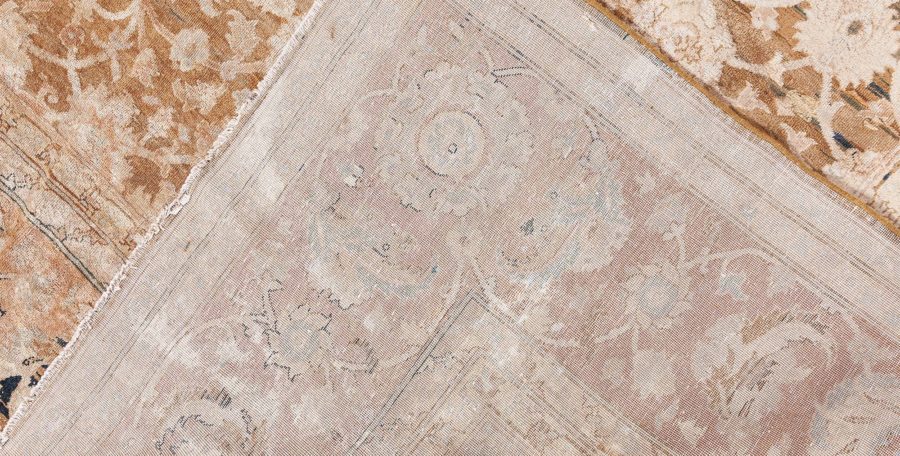 Early 20th Century Botanic Brown, Beige Indian Amritsar Wool Carpet BB8456