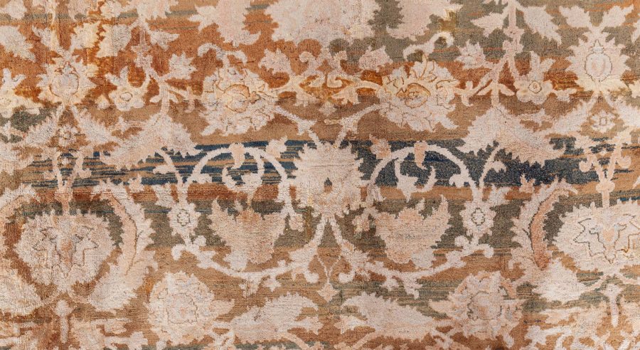 Early 20th Century Botanic Brown, Beige Indian Amritsar Wool Carpet BB8456