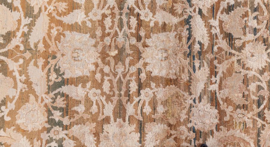 Early 20th Century Botanic Brown, Beige Indian Amritsar Wool Carpet BB8456