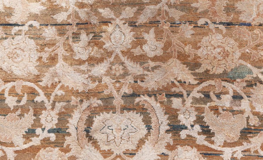Early 20th Century Botanic Brown, Beige Indian Amritsar Wool Carpet BB8456