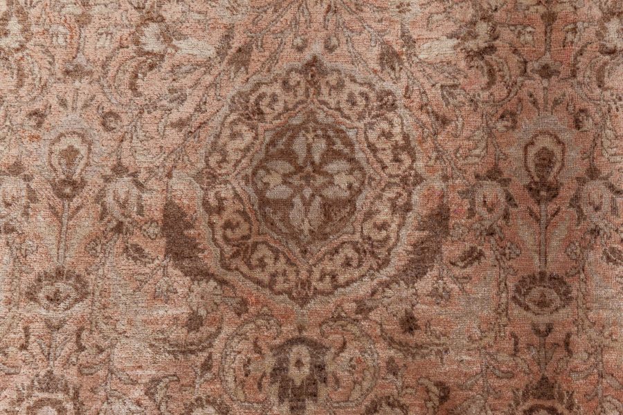 Vintage Persian Tabriz Brown Handmade Wool Rug BB8460