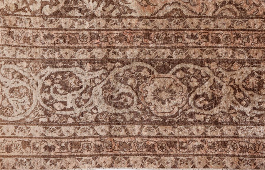 Vintage Persian Tabriz Brown Handmade Wool Rug BB8460