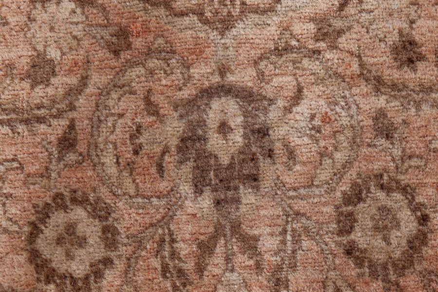 Vintage Persian Tabriz Brown Handmade Wool Rug BB8460