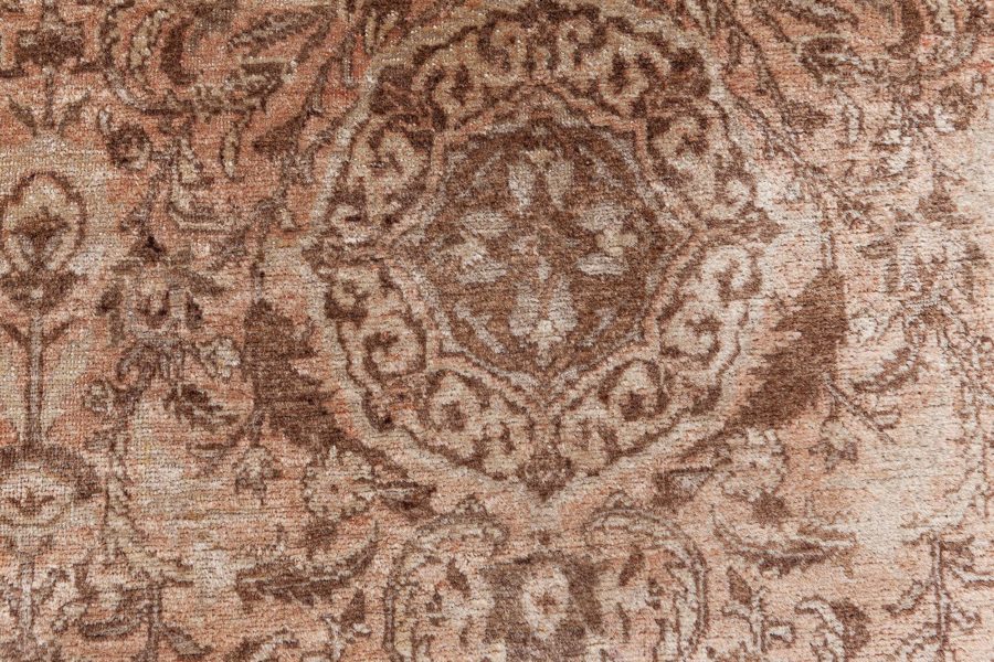 Vintage Persian Tabriz Brown Handmade Wool Rug BB8460