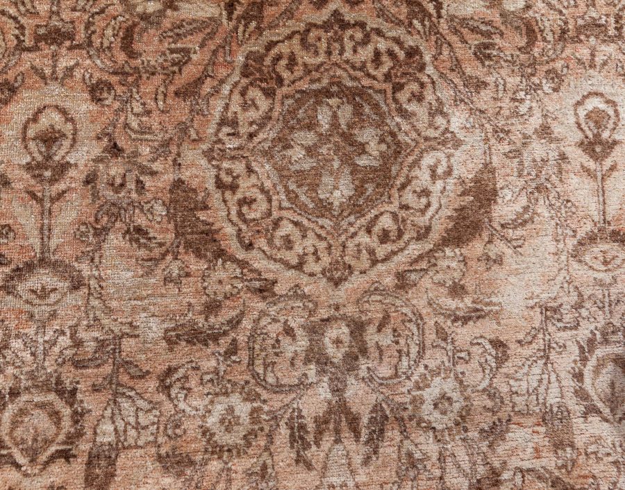 Vintage Persian Tabriz Brown Handmade Wool Rug BB8460