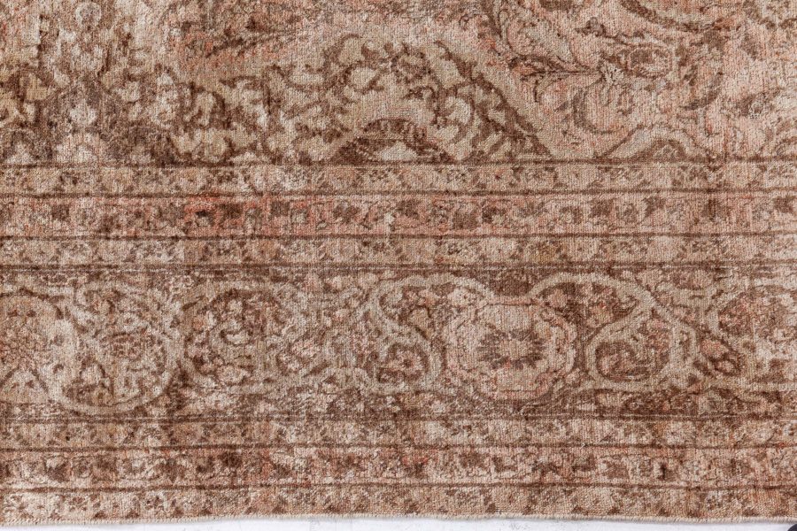 Vintage Persian Tabriz Brown Handmade Wool Rug BB8460