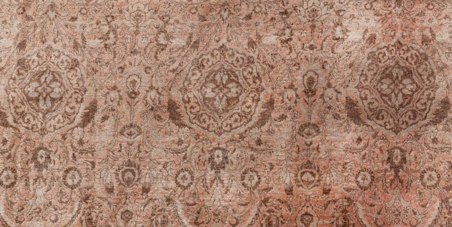 Vintage Persian Tabriz Brown Handmade Wool Rug BB8460