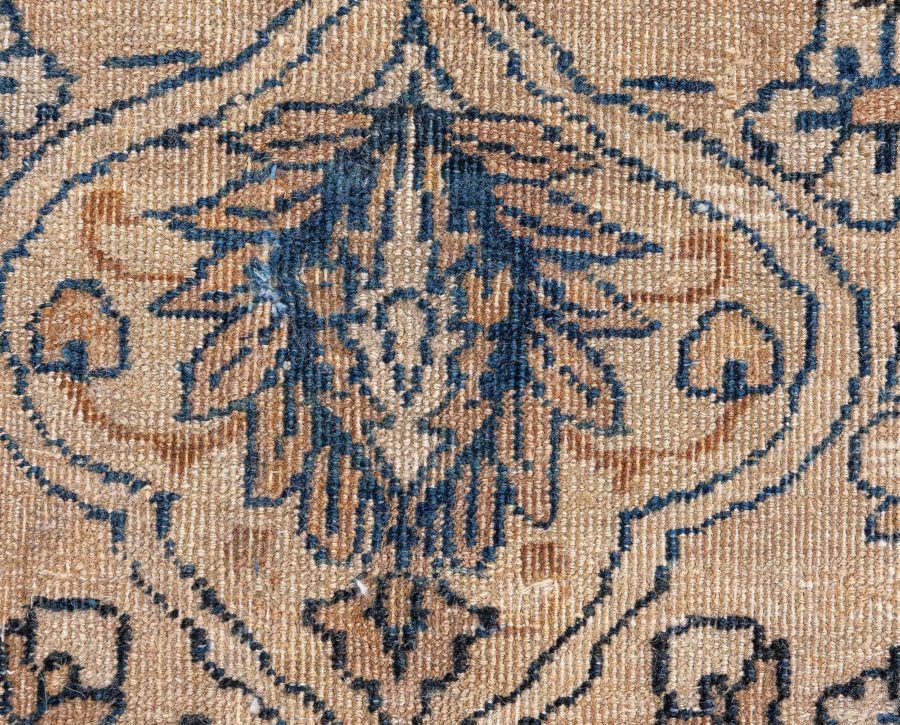 Authentic Persian Kirman Botaic Beige, Blue Handmade Wool Rug BB8461