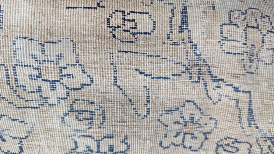 Authentic Persian Kirman Botaic Beige, Blue Handmade Wool Rug BB8461