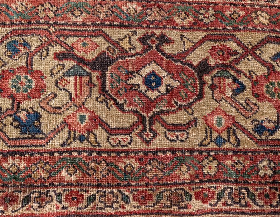 1920s Persian Sultanabad Red, Brown and Beige Handwoven Wool Rug BB8466