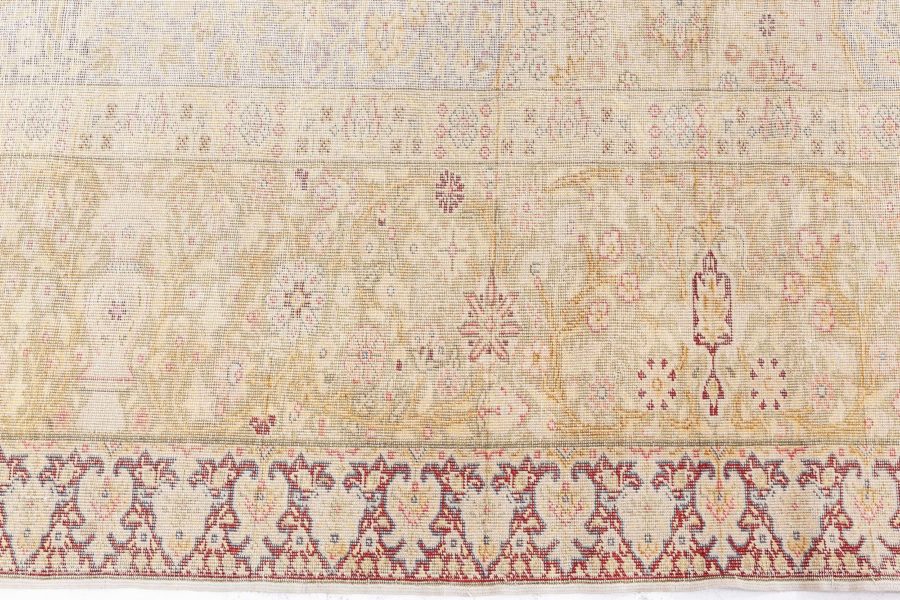 One-of-a-kind Vintage Silk Turkish Botanic Beige Carpet BB8470